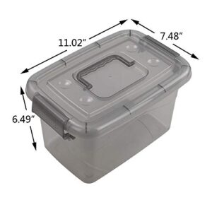 CadineUS 6-pack Plastic Grey Boxes, Storage Bins with Lids