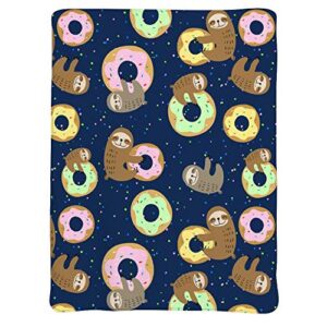 jasmoder cute sloth with sweet doughnuts blankets & throws soft microfiber cozy warm throw blanket for couch bedroom living room
