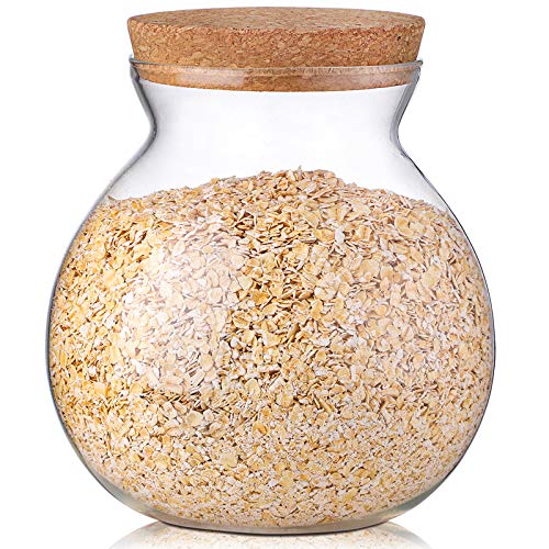 ONEISALL Glass Jar Storage Containers, 60 oz Easter Candy Jar Kitchen Canisters, Airtight Cookie Jar with Cork Lid, Perfect for Candy, Canning, Cereal, Sugar, Beans, Spice, Coffee