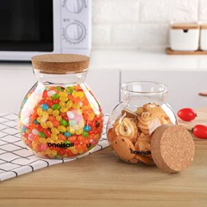 ONEISALL Glass Jar Storage Containers, 60 oz Easter Candy Jar Kitchen Canisters, Airtight Cookie Jar with Cork Lid, Perfect for Candy, Canning, Cereal, Sugar, Beans, Spice, Coffee