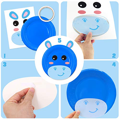 15pcs Paper Plate Art Kit for Kids Toddler Crafts Safari Jungle Animals Art Kits Simple DIY Animals Paper Plate for Boys Girls Craft Parties Groups and Classroom