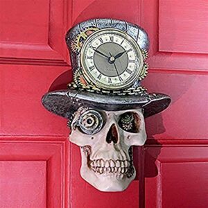design toscano steampunk mad hatter skull sculptural wall clock