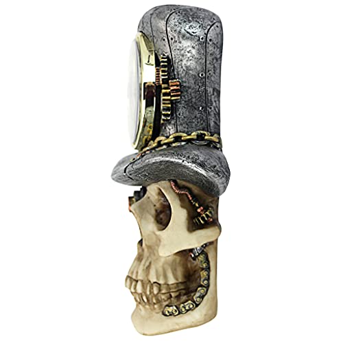 Design Toscano Steampunk Mad Hatter Skull Sculptural Wall Clock