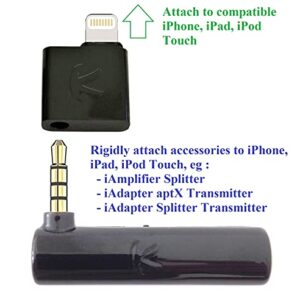 KOKKIA iAudioL (Black) : 24-bit, Tiny Rigid Compatible to Lightning to 3.5 mm Headphone Jack Adapter, Compatible to Lightning Connector iPhone,iPad,iPod Touch with iOS 10 or Later..