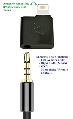 KOKKIA iAudioL (Black) : 24-bit, Tiny Rigid Compatible to Lightning to 3.5 mm Headphone Jack Adapter, Compatible to Lightning Connector iPhone,iPad,iPod Touch with iOS 10 or Later..