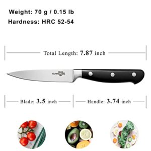 KUMA Paring Knife - 3.5 Inch Pro Bolster Japanese Profile Kitchen Knife For Detailing With Ease - Stainless Steel Vegetable & Fruit Knife With Ergonomic Design