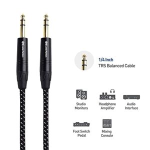 Cable Matters 5-Pack 1/4 to 1/8 Headphone Adapter & 1-Pack Preminum Braided Balanced 1/4 Inch TRS Cable