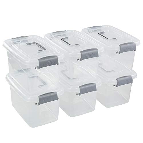 Readsky 5 L Clear Plastic Latch Box with Lids and Handle, 6 Packs