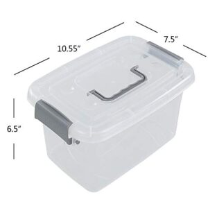 Readsky 5 L Clear Plastic Latch Box with Lids and Handle, 6 Packs