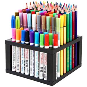 Arte Vita 96 Hole Plastic Pencil & Brush Holder Multi Bin Organizer - Desk Stand Holding Rack for Markers, Paint Brushes, Colored Pencils, Pens