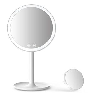 make up mirror with lights, 1x/10x magnifying vanity mirror with 46 led lights, 3 lighting modes, brightness adjustable and rechargeable personal compact travel makeup mirrors