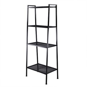 yujiso 4-tier metal bookshelf - storage shelves ladder bookshelf bookcase shelving unit for living room/bedroom/office (black)