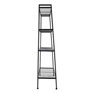 YUJISO 4-Tier Metal Bookshelf - Storage Shelves Ladder Bookshelf Bookcase Shelving Unit for Living Room/Bedroom/Office (Black)