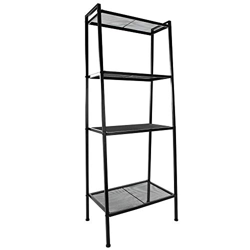 YUJISO 4-Tier Metal Bookshelf - Storage Shelves Ladder Bookshelf Bookcase Shelving Unit for Living Room/Bedroom/Office (Black)