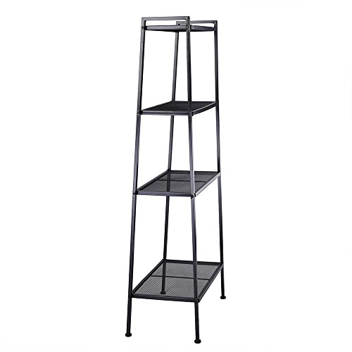 YUJISO 4-Tier Metal Bookshelf - Storage Shelves Ladder Bookshelf Bookcase Shelving Unit for Living Room/Bedroom/Office (Black)