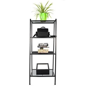 YUJISO 4-Tier Metal Bookshelf - Storage Shelves Ladder Bookshelf Bookcase Shelving Unit for Living Room/Bedroom/Office (Black)