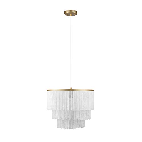 Globe Electric 61093 Janis Pendant Lighting, White with Fringe