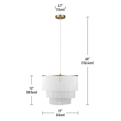 Globe Electric 61093 Janis Pendant Lighting, White with Fringe