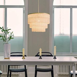 Globe Electric 61093 Janis Pendant Lighting, White with Fringe