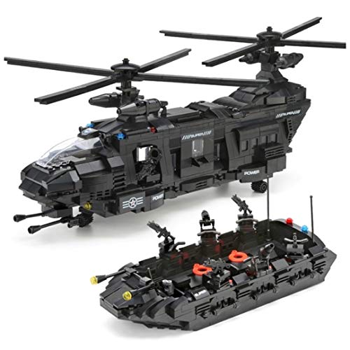 General Jim’s Building Blocks Army Toys - Black Hawk Swat Toy Police Helicopter, Raft & Accessories Toy Building Blocks Set