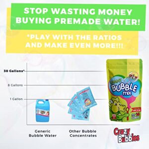 CrazyBubbles Bubble Solution Refill Makes Over 30 Gallons of Bubbles for Kids & Up to 14 Gallons of Giant Bubbles, Non Toxic All Natural Bubbles Bulk Powder Concentrate for Bubble Machine & Wand