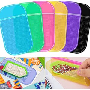 6 Pieces Anti-Slip Tools Sticky Mat for Diamond Painting, 5.6 x 3.3 Inch Non-Slip Universal Gel Pad for 5D Diamond Painting Accessories for Kids or Adults