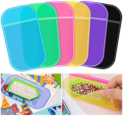 6 Pieces Anti-Slip Tools Sticky Mat for Diamond Painting, 5.6 x 3.3 Inch Non-Slip Universal Gel Pad for 5D Diamond Painting Accessories for Kids or Adults