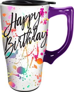 spoontiques happy birthday ceramic travel mug