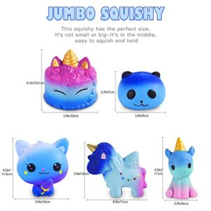 ZYZZYZY Galaxy Unicorn Squishies Toy Set - Starry Squishys Cat, Unicorn Cake, Unicorn Horse, Unicorn Rabbit, Panda Kawaii Slow Rising Squishy Toys for Kids Adults Stress Relief Toy(5 Packs)