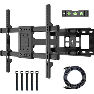 bontec full motion tv wall mount for 32-85 inch led lcd oled tvs, swivel tilt level tv mount bracket with articulating dual arms hold up to 132lbs, max vesa 600x400mm, fits 12” 16" studs
