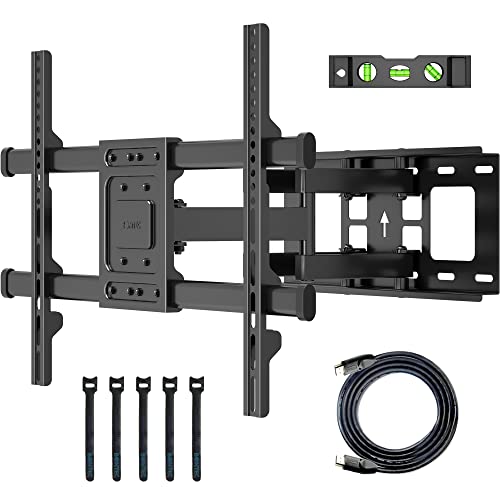 BONTEC Full Motion TV Wall Mount for 32-85 inch LED LCD OLED TVs, Swivel Tilt Level TV Mount Bracket with Articulating Dual Arms Hold up to 132lbs, Max VESA 600x400mm, Fits 12” 16" Studs