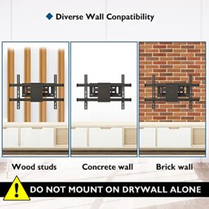 BONTEC Full Motion TV Wall Mount for 32-85 inch LED LCD OLED TVs, Swivel Tilt Level TV Mount Bracket with Articulating Dual Arms Hold up to 132lbs, Max VESA 600x400mm, Fits 12” 16" Studs