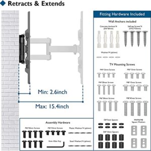 BONTEC Full Motion TV Wall Mount for 32-85 inch LED LCD OLED TVs, Swivel Tilt Level TV Mount Bracket with Articulating Dual Arms Hold up to 132lbs, Max VESA 600x400mm, Fits 12” 16" Studs