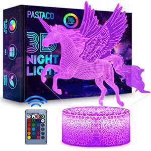 unicorns gifts for girls, unicorn night lights for girls room, 16 colors changing & dimmable led bedside lamp for girls bedroom with remote/touch unicorn toys for kids birthday christmas (unicorn)