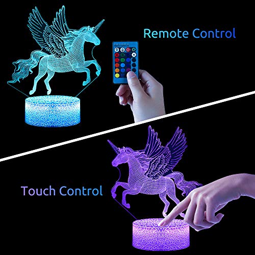 Unicorns Gifts for Girls, Unicorn Night Lights for Girls Room, 16 Colors Changing & Dimmable LED Bedside Lamp for Girls Bedroom with Remote/Touch Unicorn Toys for Kids Birthday Christmas (Unicorn)