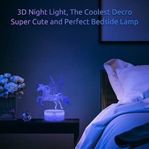 Unicorns Gifts for Girls, Unicorn Night Lights for Girls Room, 16 Colors Changing & Dimmable LED Bedside Lamp for Girls Bedroom with Remote/Touch Unicorn Toys for Kids Birthday Christmas (Unicorn)