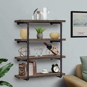 Niubid 3/4 Inches Malleable Cast Iron Pipe 2 PCS 4 Tier. Vintage Industrial Wall Mount Bookshelf Shelving Unit, DIY Open Bookshelf, Shelf Shelves, Home Improvement Kitchen Shelves.