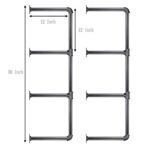 Niubid 3/4 Inches Malleable Cast Iron Pipe 2 PCS 4 Tier. Vintage Industrial Wall Mount Bookshelf Shelving Unit, DIY Open Bookshelf, Shelf Shelves, Home Improvement Kitchen Shelves.