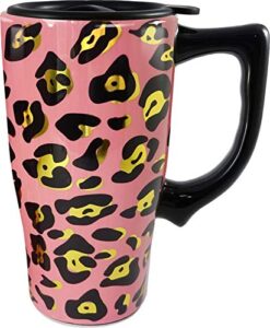 spoontiques leopard ceramic travel mug