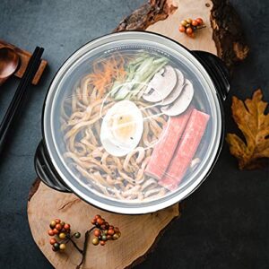 Ceramic Ramen Bowl Set for Instant Noodles With Lid 32 oz, Microwavable Bowl With Spoon And Chopsticks, Quick Ramen Cooker With Heat Resistant Handles