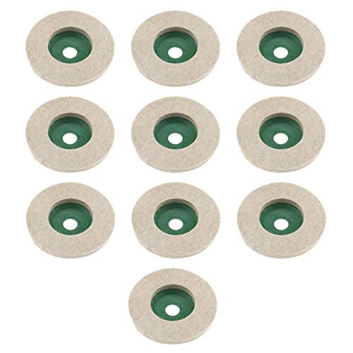 SING F LTD 10Pcs Wool Felt Polishing Wheel, for Angle Grinder Buffing Ceramic Marble Automotive Wood- 97mm