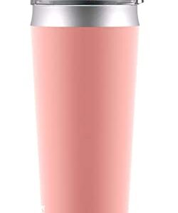 Ello Beacon Vacuum Insulated Stainless Steel Tumbler with Slider Lid and Optional Straw, 24 oz, Coral