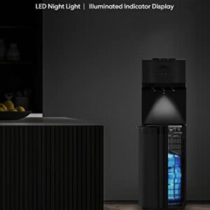 Brio CLBL520SCBLK Self-Cleaning Bottom Load Water Cooler Dispenser for 3 & 5 Gallon Bottles – Hot, Room & Cold Spouts, Child-Safety Lock, LED Display & Night Light, Black Stainless Steel