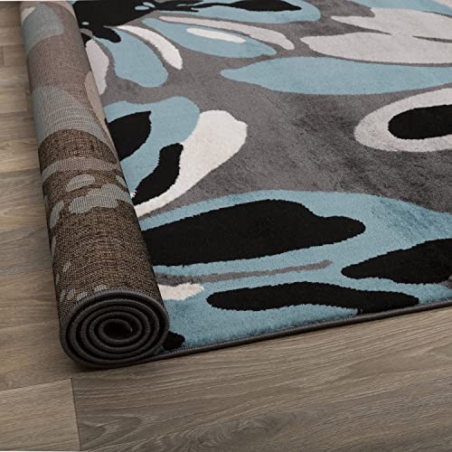 Rugshop Modern Flowers Runner Rug 2' x 10' Blue