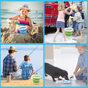 Sand Beach Toy Foldable Buckets Rubber Pails for Kids Adults, Collapisible Pails Sandbox Kit Tool Multi Use for Outdoor, Indoor Washing, Camping, Traveling, Beach, Picnic