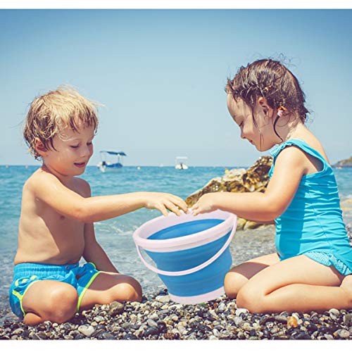 Sand Beach Toy Foldable Buckets Rubber Pails for Kids Adults, Collapisible Pails Sandbox Kit Tool Multi Use for Outdoor, Indoor Washing, Camping, Traveling, Beach, Picnic