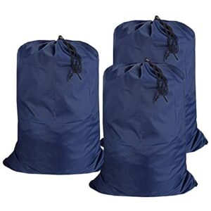 uniligis washable travel laundry bag with drawstring (3 pack), large dirty clothes bag fit a laundry basket or clothes hamper, enough to hold 4 loads of laundry,26x39 inches navy blue 3