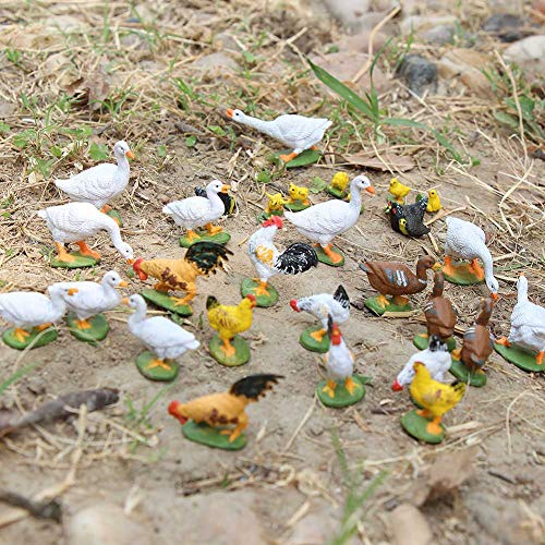 30pcs O Gauge Farm Animal 1:43 Scale Painted Chicken Duck Goose PVC Model Train Layout AN4304-30-AMUS