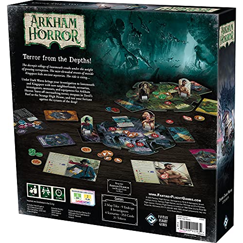 Arkham Horror 3rd Edition Under Dark Waves Board Game Expansion | Mystery Game | Cooperative Board Game for Adults | Ages 14+ | 1-6 Players | Average Playtime 2-3 Hours | Made by Fantasy Flight Games