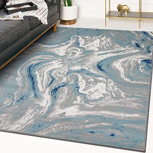 LUXE WEAVERS Victoria Collection Modern Area Rug 9183 Blue 8x10